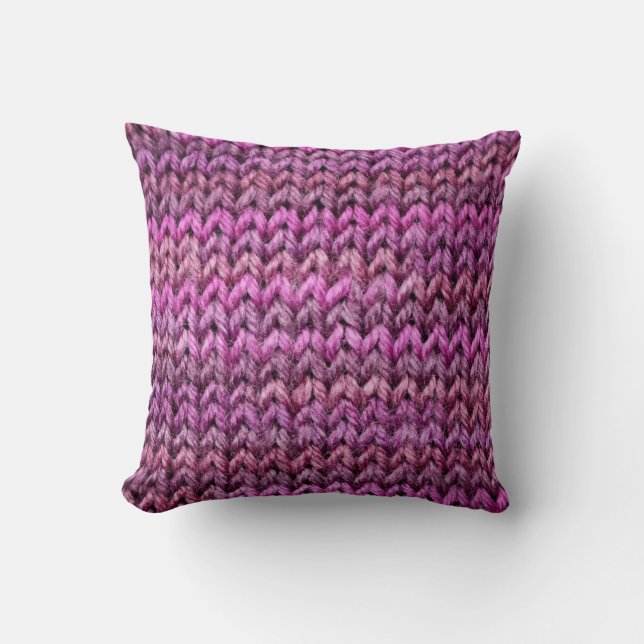 Coussin Harmonie de Knit : Texture de bande violette (Recto)