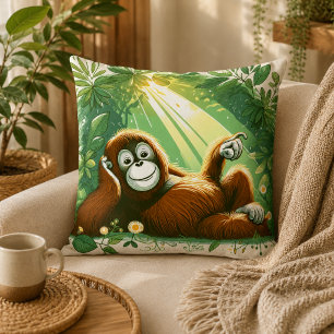 Coussin Harmonie de la jungle : inspirée par l'Orangoutan