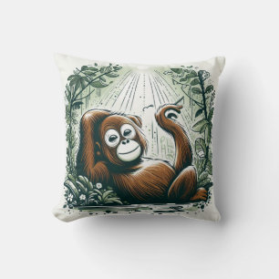 Coussin Harmonie de la jungle : inspirée par l'Orangoutan