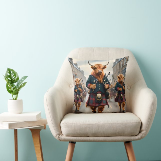 Coussin Harmonie des Highlands : groupe de vaches highland (Chaise)