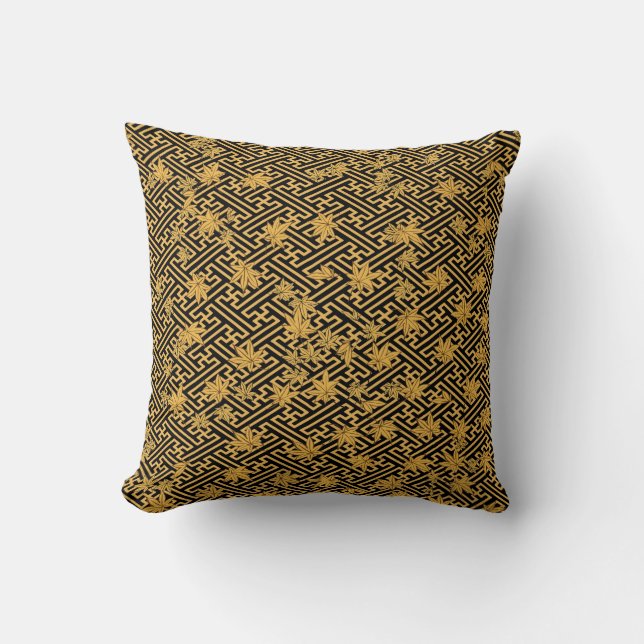 Coussin Harmonie en or : Sayagata Maple Feuilles (Recto)