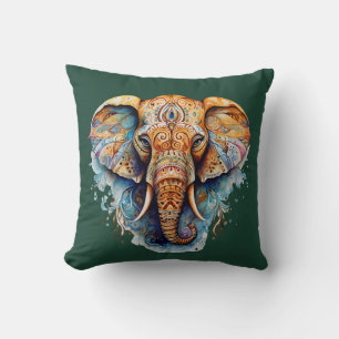 Coussin Harmonie Spirituelle : L'Esprit Eléphant Coloré