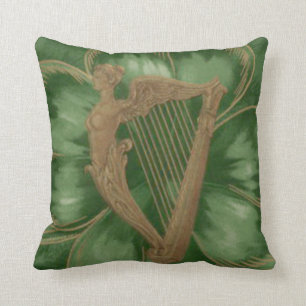 Coussin Harpe d'Érin Trèfle à quatre feuilles Vert