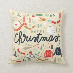 Coussin Harry Potter   Joyeux Noël avec des icônes festive