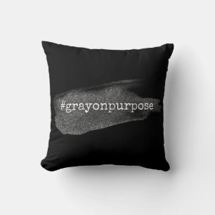Coussin Hashtag Gris à dessein Pinceau Argenté Pailleté