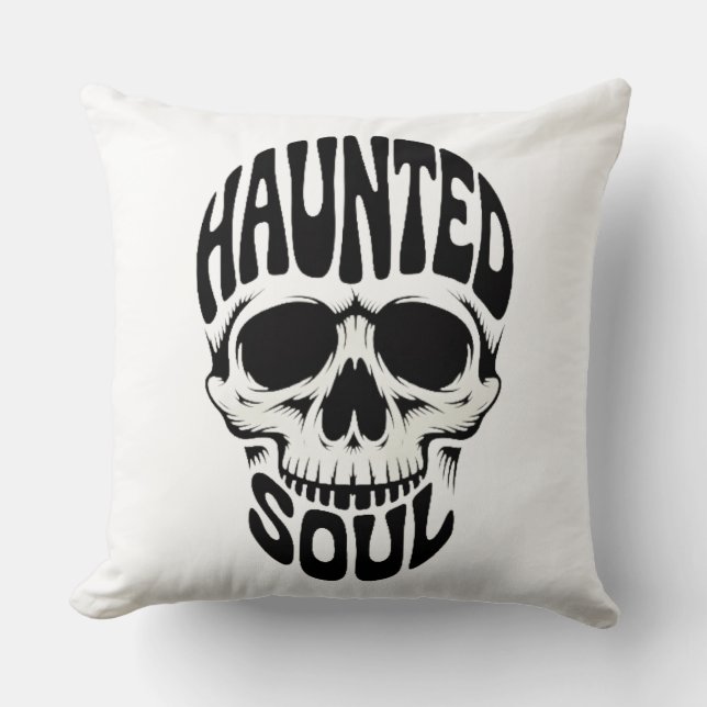 Coussin Haunted Soul Skull Typography (Recto)