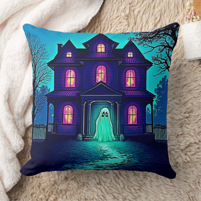 Coussin Haunween Ghost House Design (Couverture)