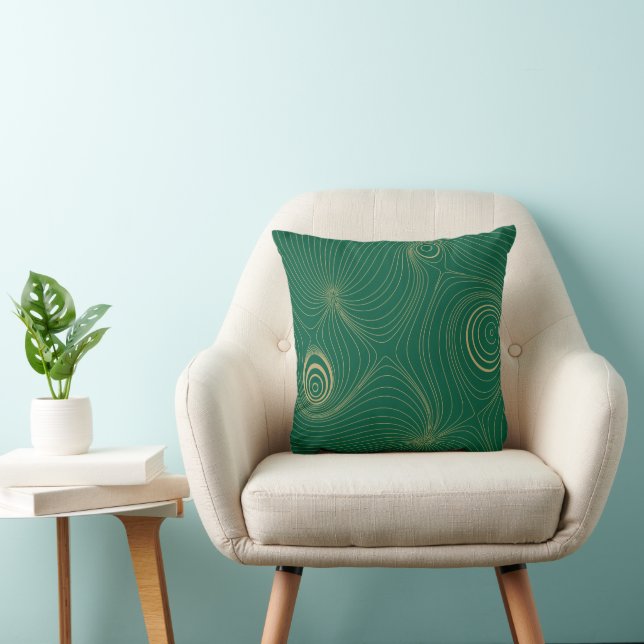 Coussin Haut psychédélique topographique en beige moderne (Chaise)