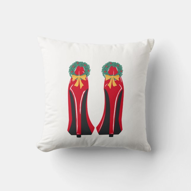 Coussin Haut talons rouges avec couronnes de Noël (Recto)