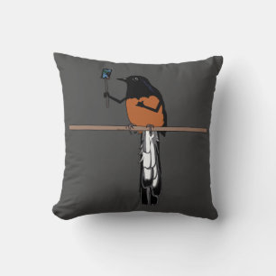 Coussin Hawaiian Shama Bird Selfie