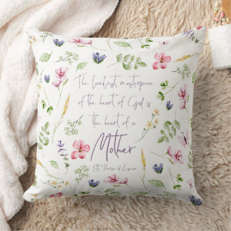 Coussin Heart of a Mother pillow with wildflowers