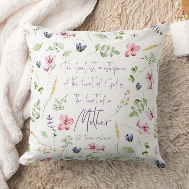 Coussin Heart of a Mother pillow with wildflowers (Couverture)