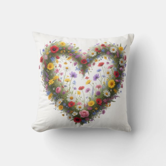 Coussin Heart of colorful wildflowers - (Recto)