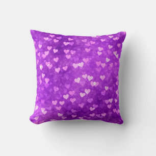 Coussin Hearts bokeh lumières forme violet