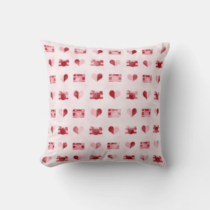 coussin "Hearts & Cameras"