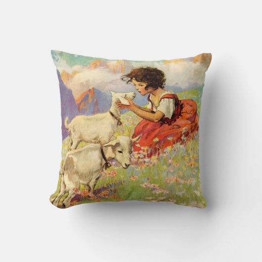 Coussin "Heidi et ses chèvres" par Jessie Willcox Smith (Recto)