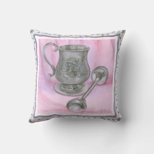 Coussin Heirloom Cup & Rattle sur Arrière - plan pourpre (Verso)