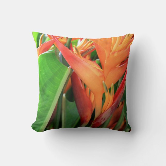 Coussin Heliconia tropical brillant floral (Recto)