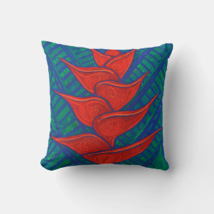 Coussin Heliconia Tropical Flower Abstrait Floral Art