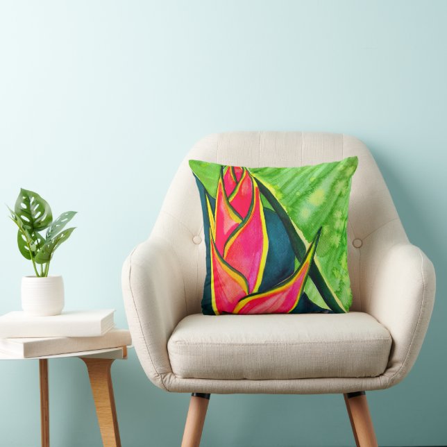 Coussin Hélicoptère aquarelle fleur tropicale (Chaise)