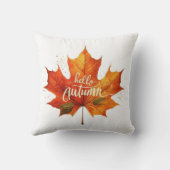 Coussin Hello Autumn Maple Leaf Decorative Throw Pillow (Verso)