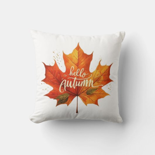Coussin Hello Autumn Maple Leaf Decorative Throw Pillow (Recto)