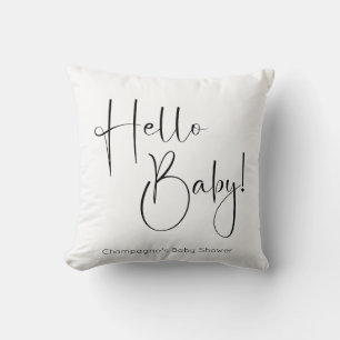 Coussin Hello Baby Modern Script Baby shower