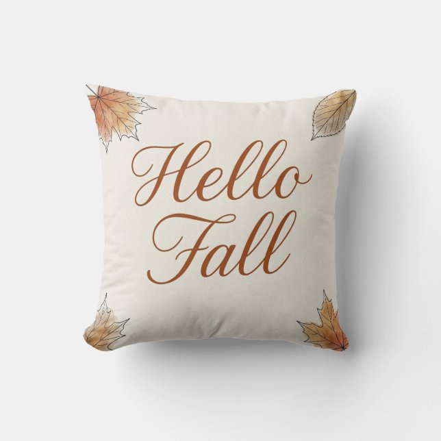 Coussin Hello Fall Elegant Watercolor Autumn Foliage  (Recto)