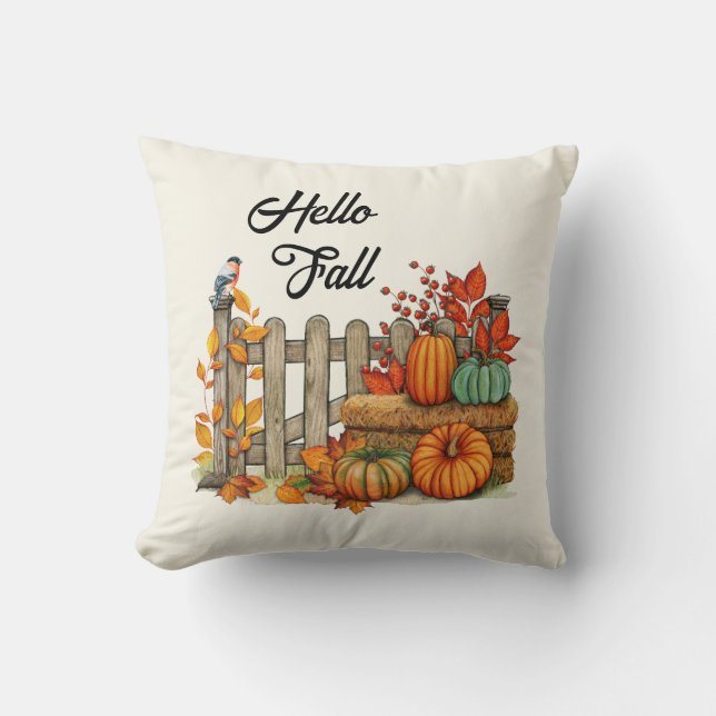 Coussin Hello Fall Jote Farmhouse Autumn Accent (Recto)