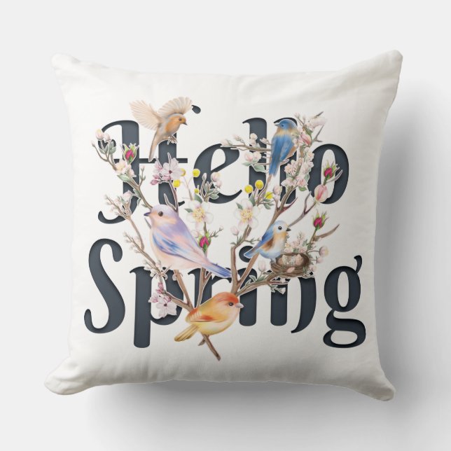 Coussin Hello Spring Birds (Recto)