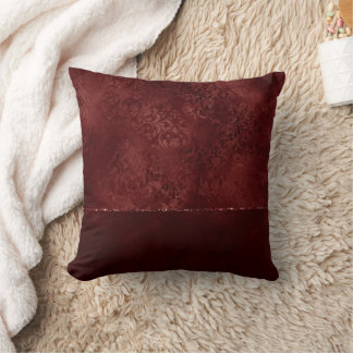 Coussin Henné Romance | Red Satiny Grunge Damask