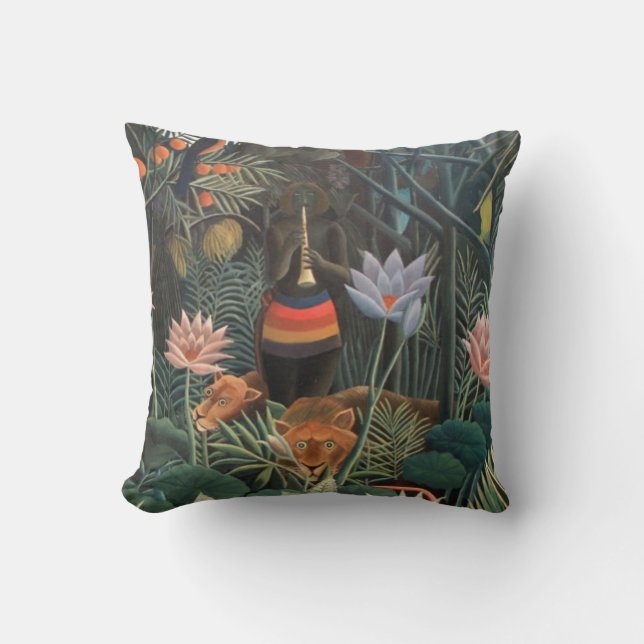 Coussin Henri Rousseau Le rêve Jungle Fleurs Surréalisme (Recto)