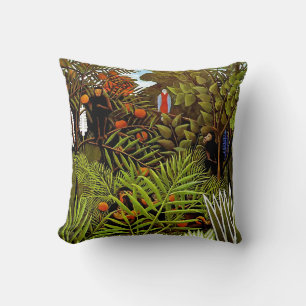 Coussin Henri Rousseau - Paysage exotique Jungle Art