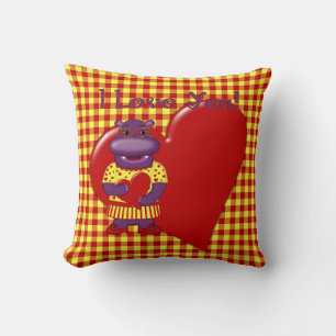 Coussin Henrietta Hippo Plaid Coussin-Rouge-Jaune