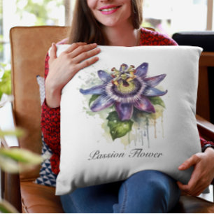 Coussin Herbal Life : fleur de passion en violet personnal