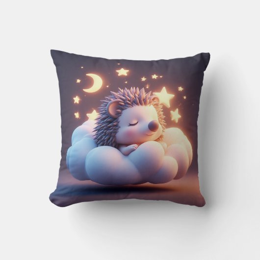 Coussin Hérisson adorable dormant sur un nuage (Recto)