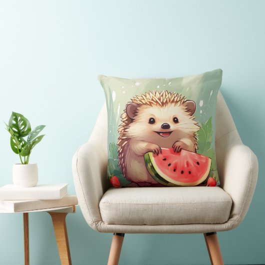 Coussin Hérisson appréciant un morceau de pastèque (Chaise)