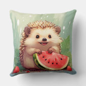 Coussin Hérisson appréciant un morceau de pastèque (Verso)