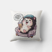 Coussin Hérisson de dessin adorable : Cosy, Kawaii Vibes (Verso)