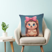 Coussin Hérisson de dessin animé mignon avec un nœud rose (Chaise)