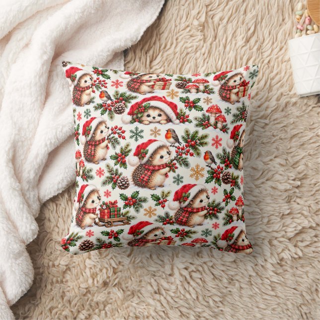 Coussin Hérisson de Noël Vœux de la Forêt (Couverture)