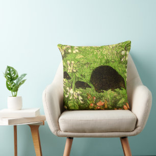 Coussin Hérisson et bébé de style Art nouveau néerlandais