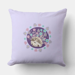 Coussin Hérisson et fleurs