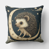 Coussin Hérisson mignon assis sur un croissant de lune (Verso)