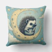 Coussin Hérisson Mignon Assis sur un Croissant de Lune (Verso)