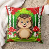 Coussin Hérisson mignon dans une forêt lumineuse (Couverture)