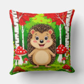 Coussin Hérisson mignon dans une forêt lumineuse (Verso)