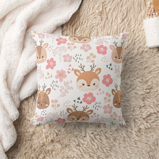 Coussin Hérisson mignon de la forêt et fleurs (Couverture)