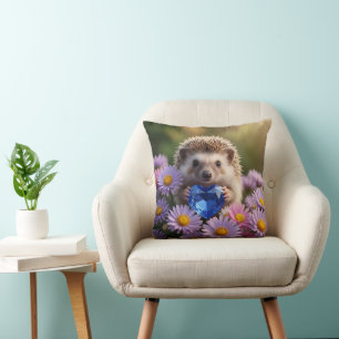 Coussin Hérisson mignon de septembre avec cœur de saphir