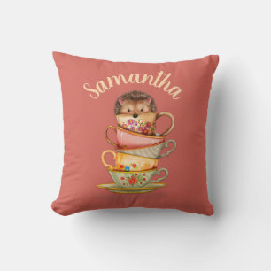 Coussin Hérisson Mignon Tasses à Thé Colorées Rose Personn